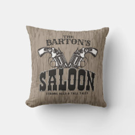 Personlig NAMN Vilda western Gun Revolver Saloon Kudde