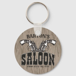 Personlig NAMN Vilda western Gun Revolver Saloon Nyckelring