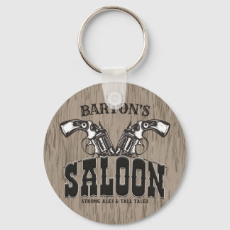 Personlig NAMN Vilda western Gun Revolver Saloon Nyckelring