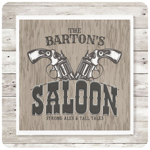 Personlig NAMN Vilda western Gun Revolver Saloon Pappersservett