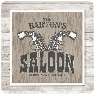 Personlig NAMN Vilda western Gun Revolver Saloon Pappersservett