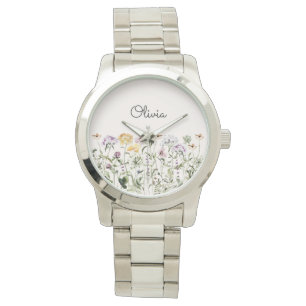 Personlig Namn Vildblomsterträdgård Armbandsur
