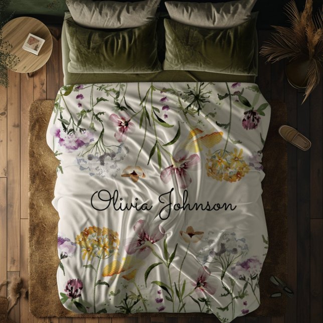 Personlig Namn Vildblomsterträdgård Fleecefilt (In situ)