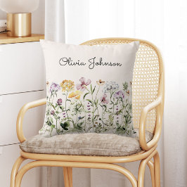 Personlig Namn Vildblomsterträdgård Kudde
