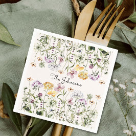 Personlig Namn Vildblomsterträdgård Pappersservett