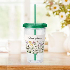 Personlig Namn Vildblomsterträdgård Take Away Mugg