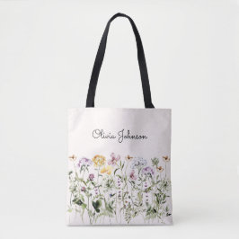 Personlig Namn Vildblomsterträdgård Tygkasse