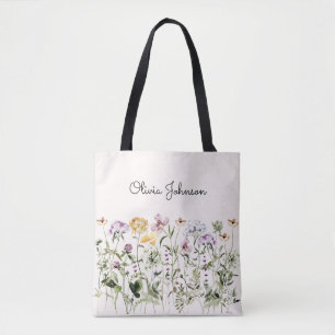 Personlig Namn Vildblomsterträdgård Tygkasse