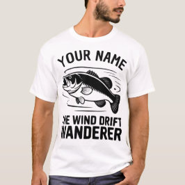 Personlig Namn Vind Drift Wanderer Bass Fiske T Shirt