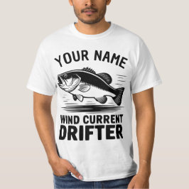 Personlig Namn Vind Ström Drifter Bas Fisk T Shirt