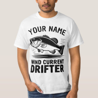 Personlig Namn Vind Ström Drifter Bas Fisk T Shirt
