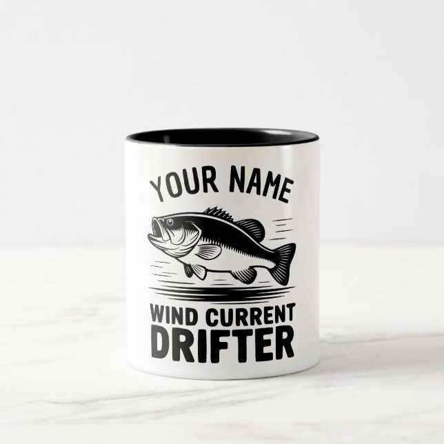 Personlig Namn Vind Ström Drifter Bas Fisk Två-Tonad Mugg (Center)