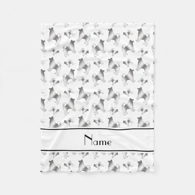 Personlig namn vit norska Elkhound hundar Fleecefilt (Framsidan)