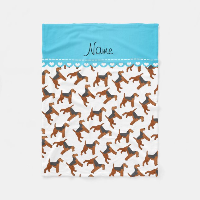 Personlig namn vita airedale-skräckare hundar fleecefilt (Framsidan)