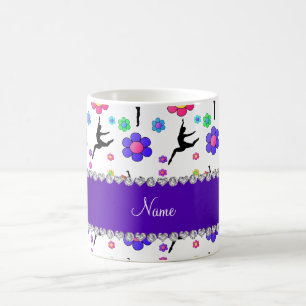 Personlig namn vita gymnastikblommor kaffemugg