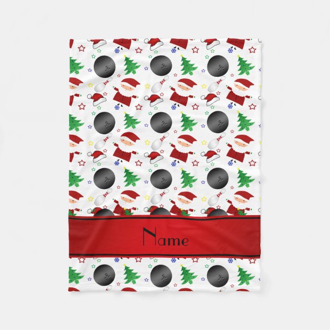 Personlig namn, vita skäglingshjul mönster fleecefilt (Framsidan)