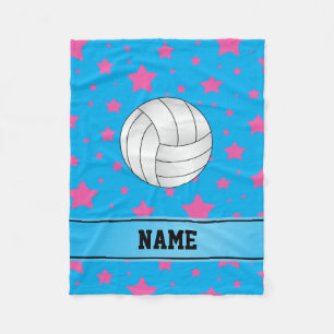 Personlig namn volleyball Blue rosa stars Fleecefilt