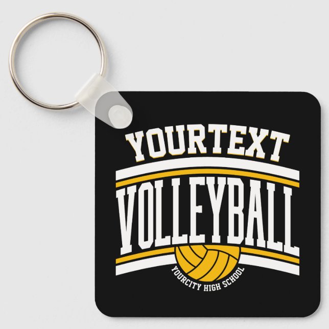 Personlig NAMN Volleyball Player School Team Nyckelring (Framsida)