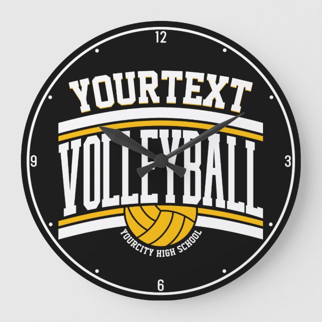 Personlig NAMN Volleyball Player School Team Stor Klocka (Framsida)