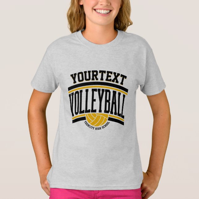 Personlig NAMN Volleyball Player School Team T Shirt (Framsida)