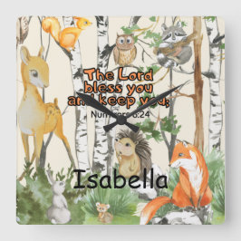 Personlig Namn Wall Clock Christian Gift Fyrkantig Klocka