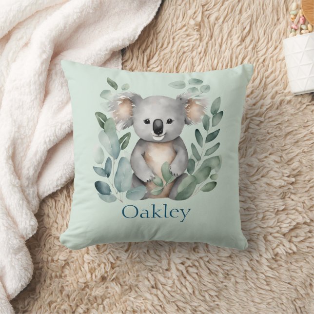 Personlig Namn Watercolor Koala Bear Kudde (Filt)