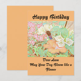 Personlig Namn Watercolor Peach Birthday Card