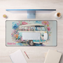Personlig Namn Watercolor Retro Buss Flowers