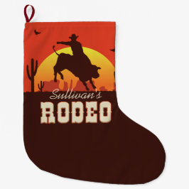Personlig NAMN Western Cowboy Bull Rider Rodeo Stor Julstrumpa