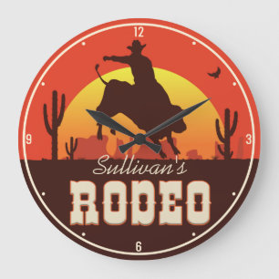 Personlig NAMN Western Cowboy Bull Rider Rodeo Stor Klocka