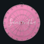 Personlig Namn White Script On Rosa  Darttavla<br><div class="desc">Personlig Namn White Script On Rosa Dart Board</div>
