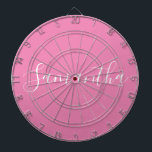 Personlig Namn White Script On Rosa  Darttavla<br><div class="desc">Personlig Namn White Script On Rosa Dart Board</div>