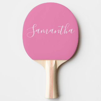 Personlig Namn White Script On Rosa Pingisracket