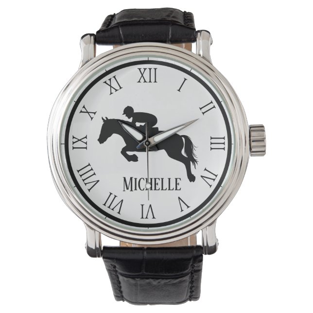 Personlig Namn withe och Black Horse Armbandsur (Framsida)