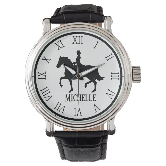 Personlig Namn withe och Black Horse Armbandsur (Framsida)