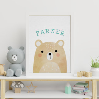 Personlig Namn Woodland Art Print | Nursery Art Poster