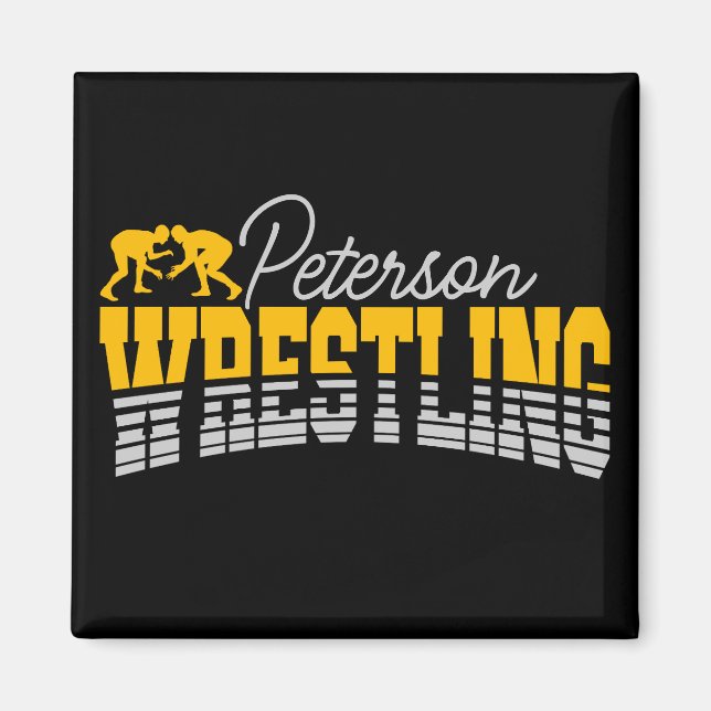 Personlig NAMN Wrestling School Team Wrestler Magnet (Framsidan)