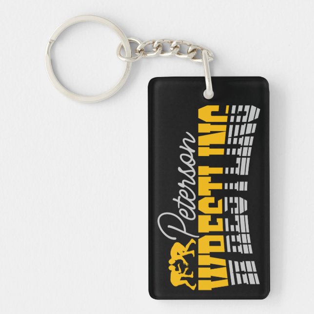 Personlig NAMN Wrestling School Team Wrestler Nyckelring (Framsidan)