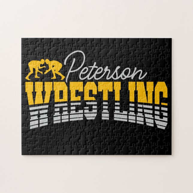 Personlig NAMN Wrestling School Team Wrestler Pussel (Horisontell)