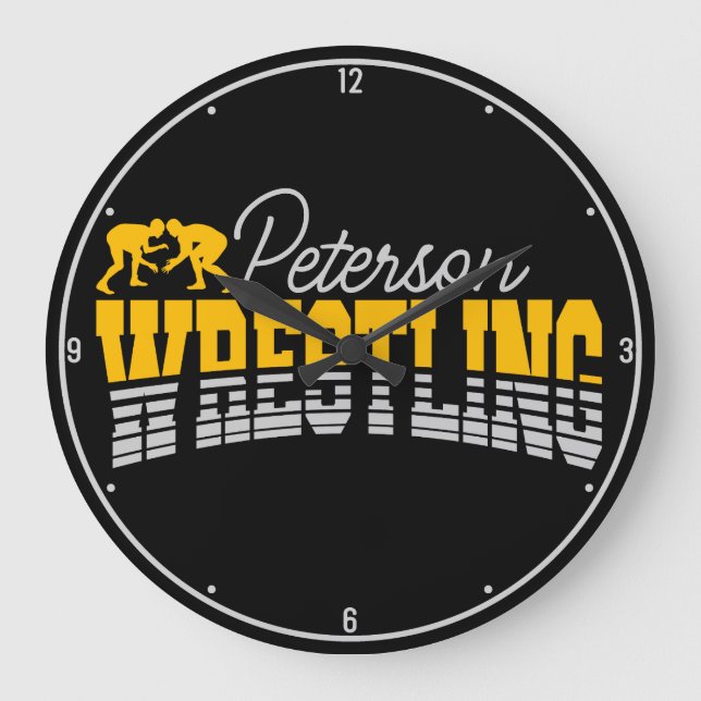 Personlig NAMN Wrestling School Team Wrestler Stor Klocka (Framsida)