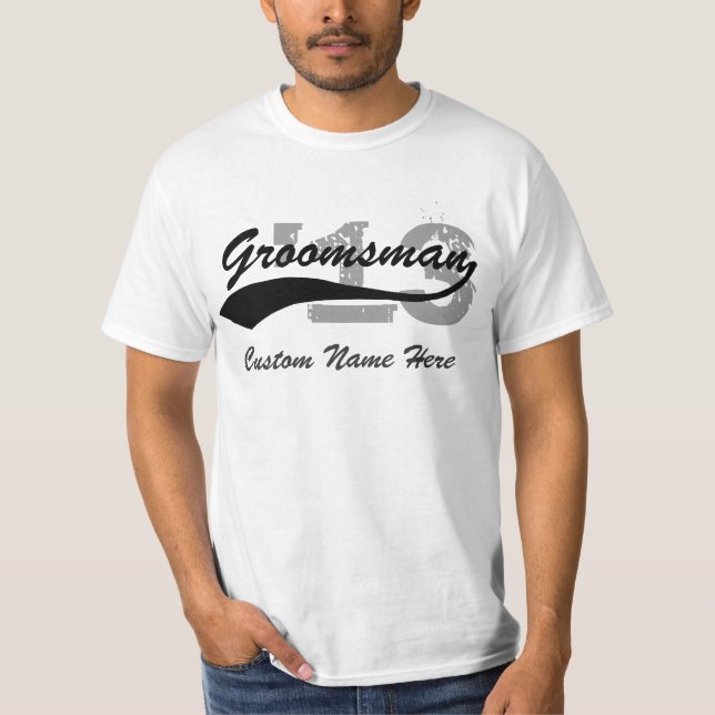 Personlig Namn & Year Groomsman T-Shirt (Framsida)