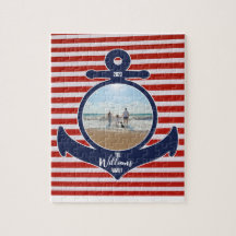 Personlig Namn & Year Red White & Blue Anchor