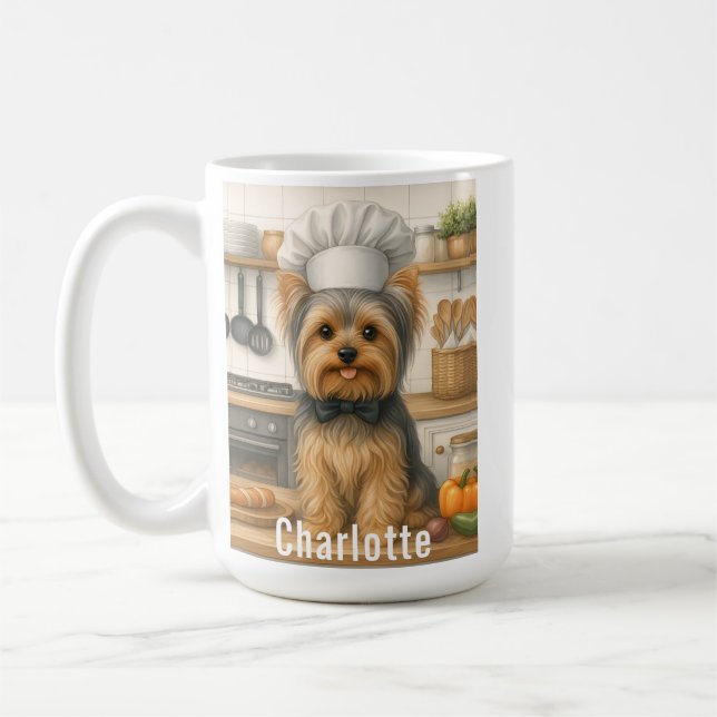 Personlig Namn Yorkshire Terrier Hund Kock Kaffemugg (Vänster)