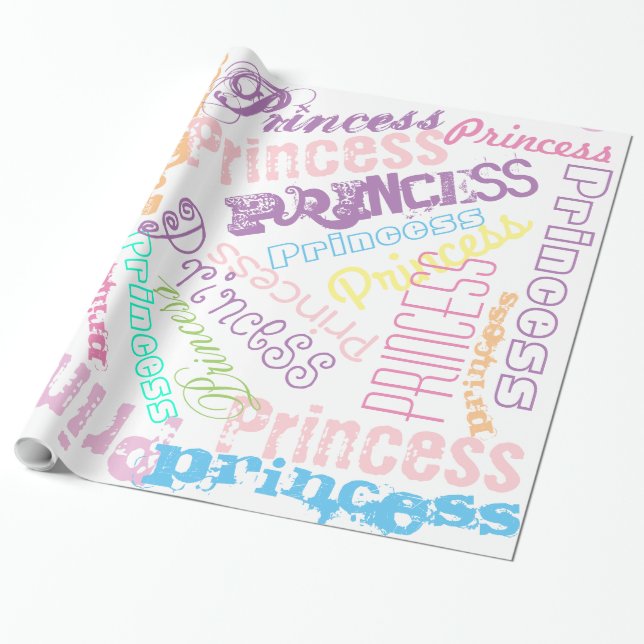 Personlig namncollage presentpapper pastellfärger (Utrullad)