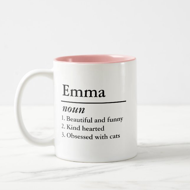 Personlig Namndefinition Substantiv Anpassad Text Två-Tonad Mugg (Vänster)