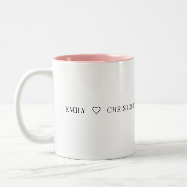 Personlig namnet tvåtons mugg – Minimal Valentine (Vänster)