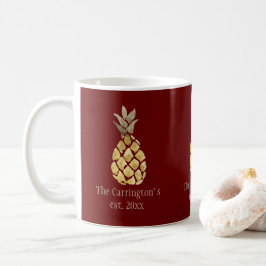 Personlig namngiven Ananas Rustik Röd Kaffemugg