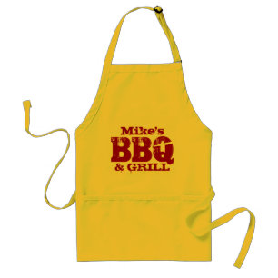Personlig namngiven BBQ-apron för män Röd gul Förkläde