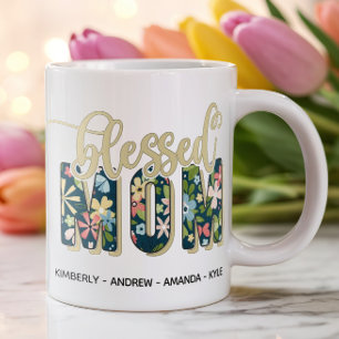 Personlig Namngiven Blessed Mor För Barn Kaffemugg