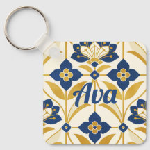 Personlig namnkunst i Art Deco marinblå och guldbl